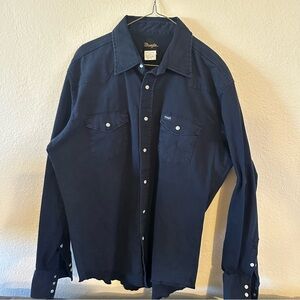 Wrangler Dark Blue Long Sleeve Shirt Vintage